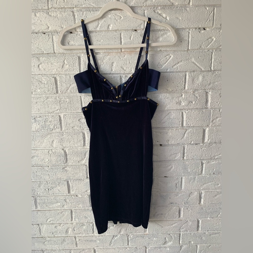 FashinNova Fashionable Bodycon navy blue velvet dress